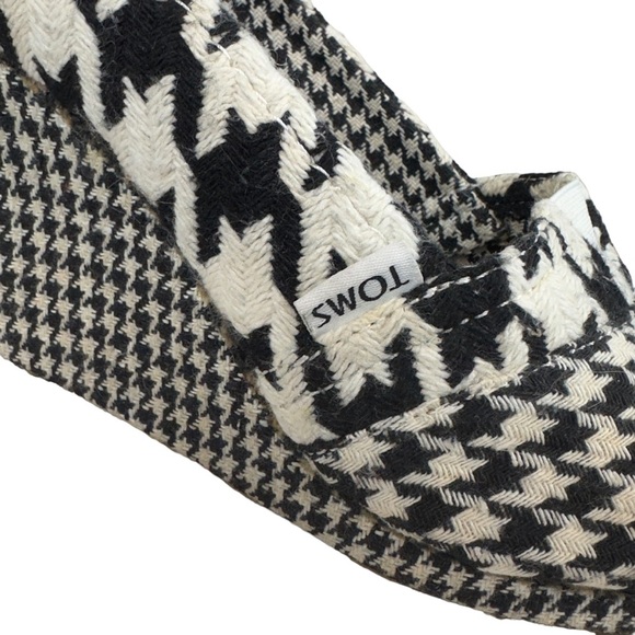 Tom’s Black White Scottish Houndstooth Wedge Heel Open Toe Shoes Size 9.5 - Picture 6 of 12